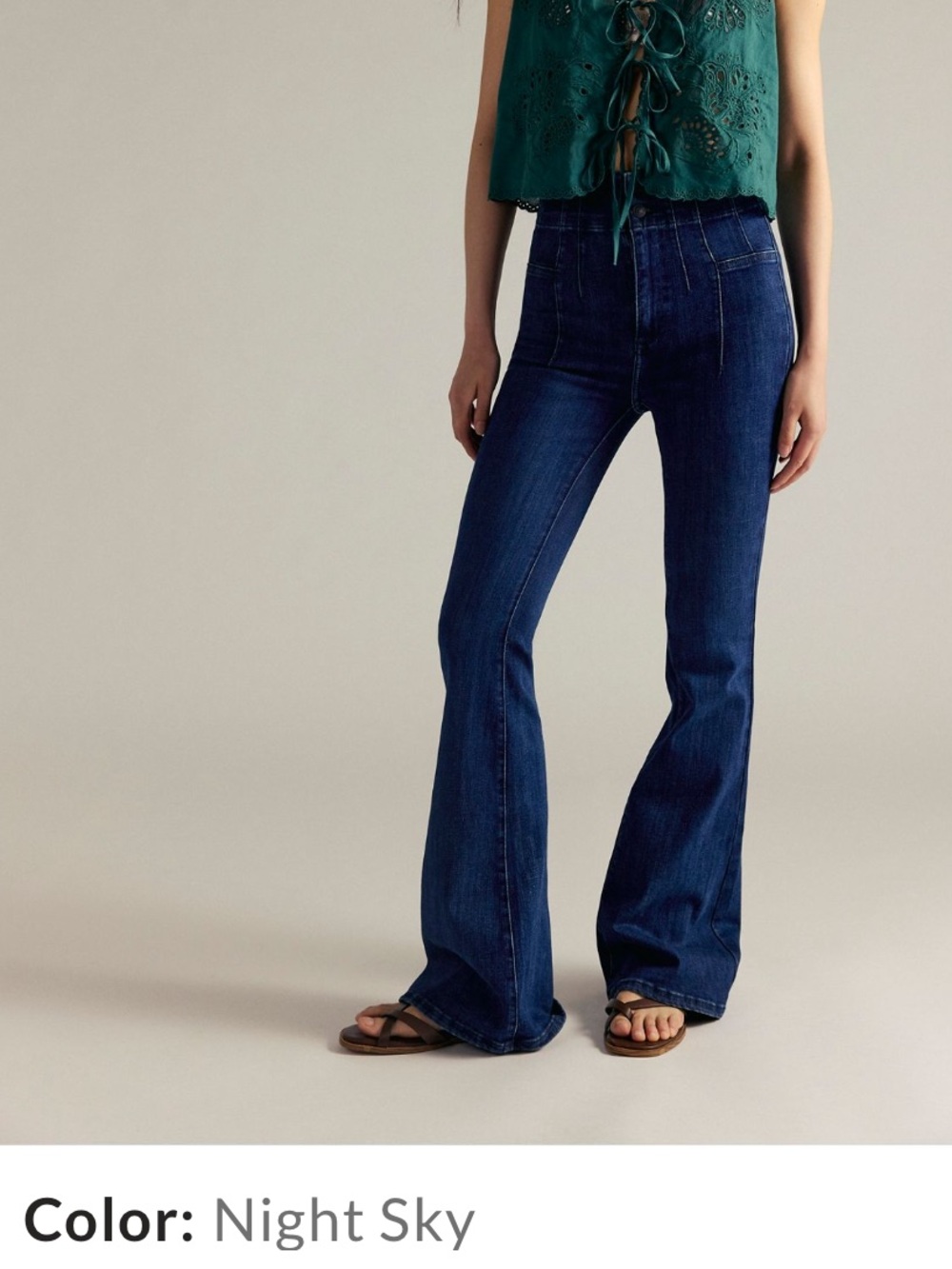 We The Free Night Sky High-Rise Flare Jeans - Deep Blue